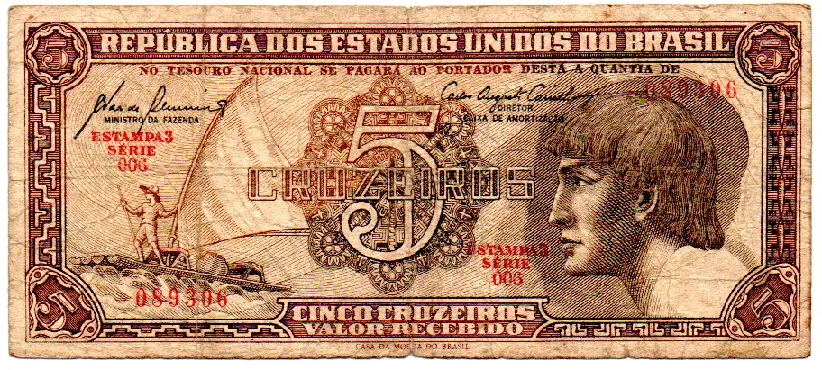 C111 - 5 Cruzeiros - Série 006 - Índio - Data: 1961 - BC Imagem