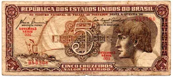 C111 - 5 Cruzeiros - Série 006 - Índio - Data: 1961 - BC