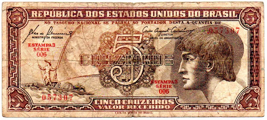 C111 - 5 Cruzeiros - Série 006 - Índio - Data: 1961 - BC
