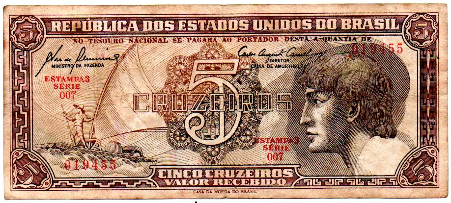 C111 - 5 Cruzeiros - Série 007 - Índio - Data: 1961 - BC