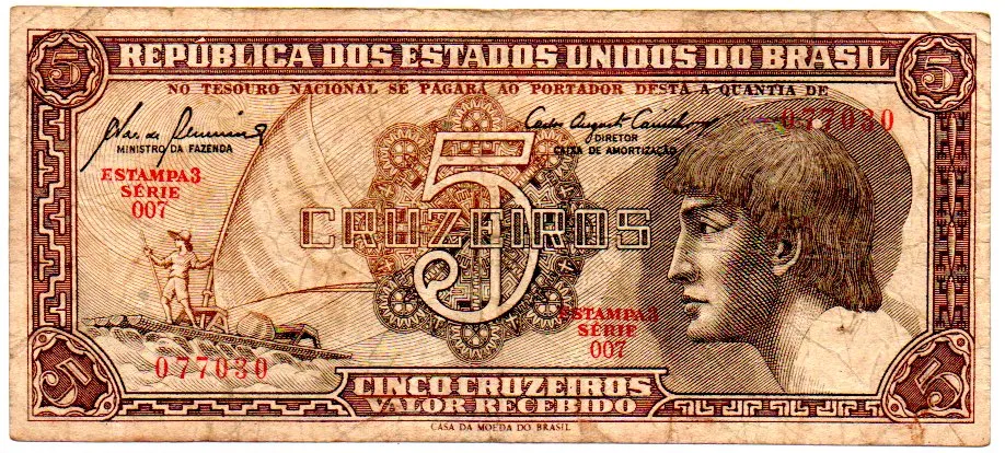 C111 - 5 Cruzeiros - Série 007 - Índio - Data: 1961 - BC