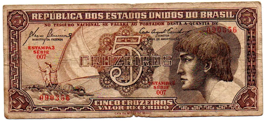 C111 - 5 Cruzeiros - Série 007 - Índio - Data: 1961 - UTG