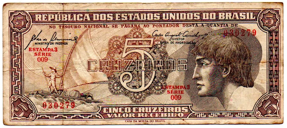 C111 - 5 Cruzeiros - Série 009 - Índio - Data: 1961 - MBC