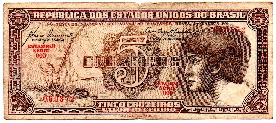 C111 - 5 Cruzeiros - Série 009 - Índio - Data: 1961 - BC Imagem