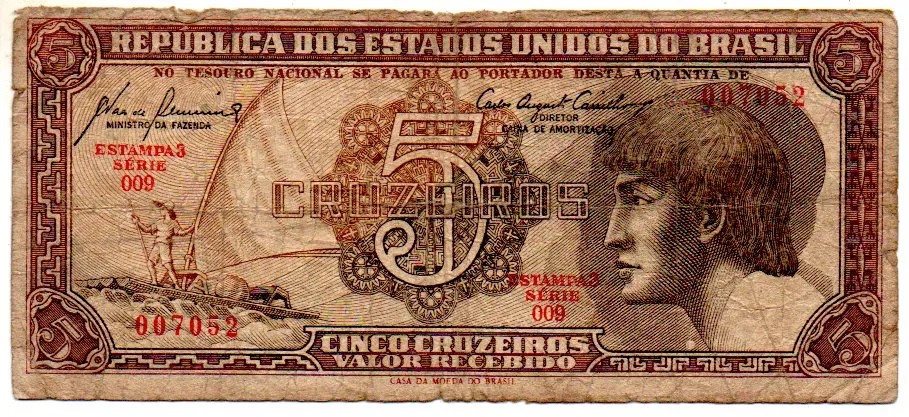 C111 - 5 Cruzeiros - Série 009 - Índio - Data: 1961 - R