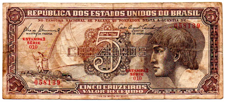 C111 - 5 Cruzeiros - Série 010 - Índio - Data: 1961 - MBC Imagem