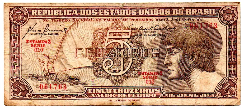 C111 - 5 Cruzeiros - Série 010 - Índio - Data: 1961 - BC