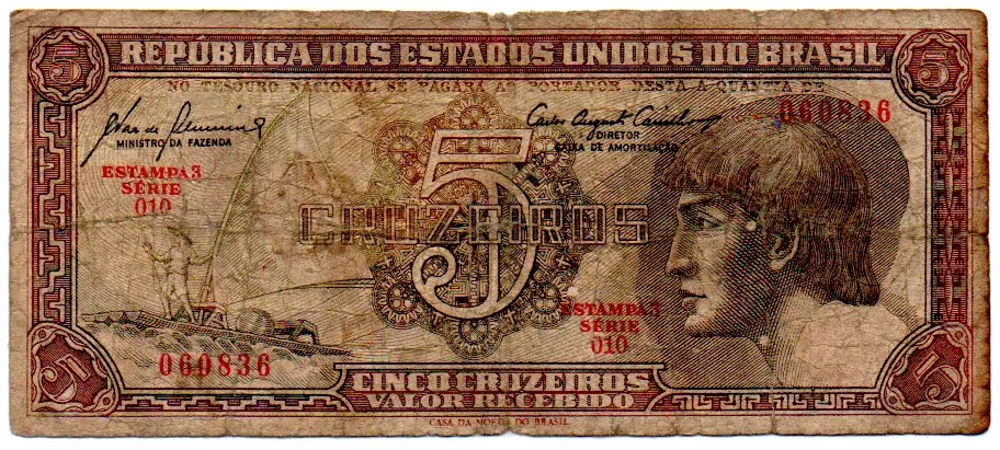 C111 - 5 Cruzeiros - Série 010 - Índio - Data: 1961 - R Imagem