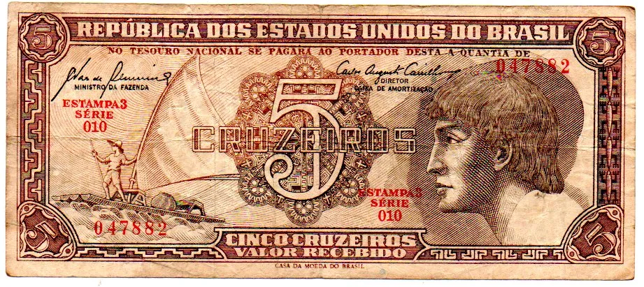 C111 - 5 Cruzeiros - Série 010 - Índio - Data: 1961 - MBC