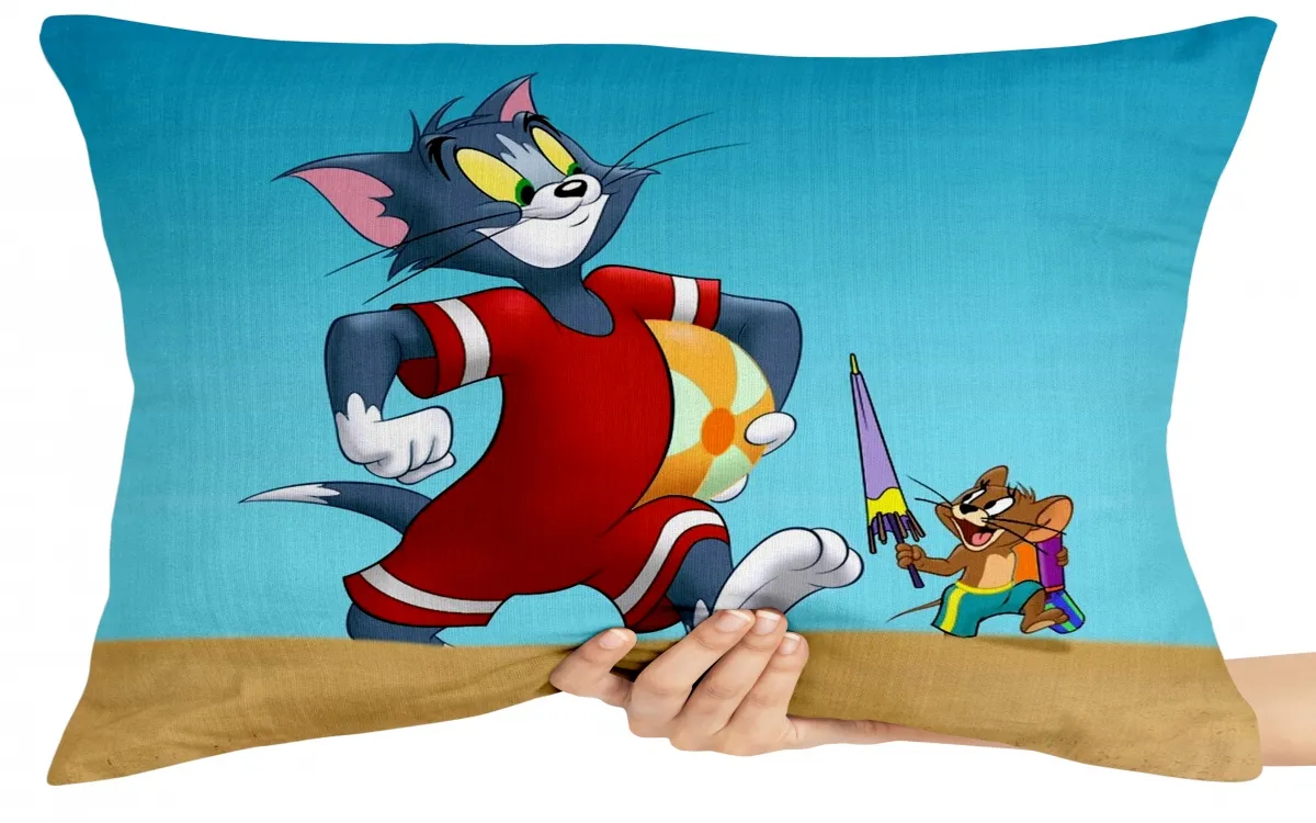 Capa de Almofada ou Travesseiro Tom e Jerry praia Imagem