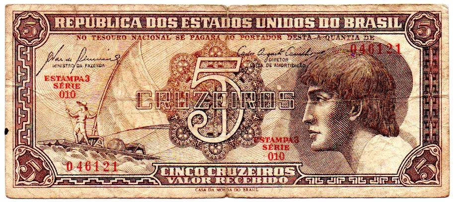 C111 - 5 Cruzeiros - Série 010 - Índio - Data: 1961 - BC