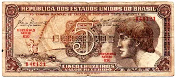 C111 - 5 Cruzeiros - Série 010 - Índio - Data: 1961 - BC