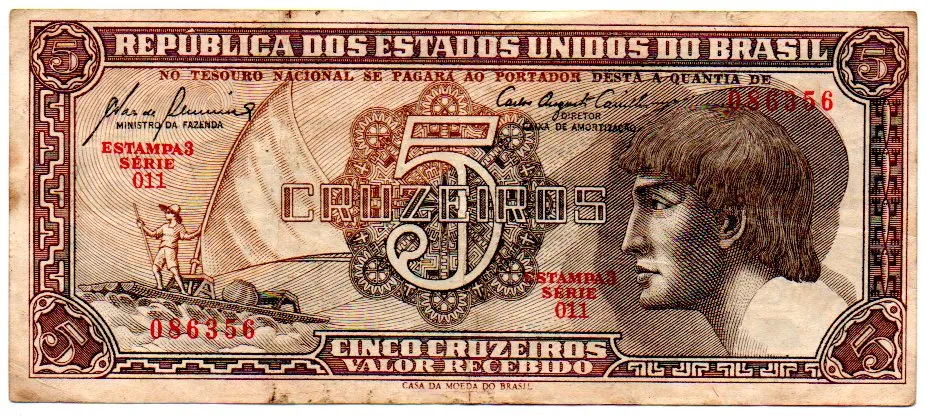 C111 - 5 Cruzeiros - Série 011 - Índio - Data: 1961 - MBC Imagem