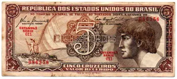C111 - 5 Cruzeiros - Série 011 - Índio - Data: 1961 - MBC