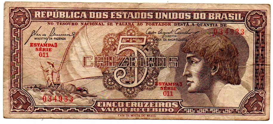 C111 - 5 Cruzeiros - Série 011 - Índio - Data: 1961 - MBC Imagem