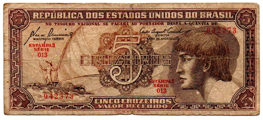 C111 - 5 Cruzeiros - Série 013 - Índio - Data: 1961 - BC