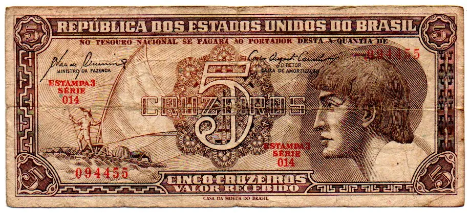 C111 - 5 Cruzeiros - Série 014 - Índio - Data: 1961 - BC Imagem