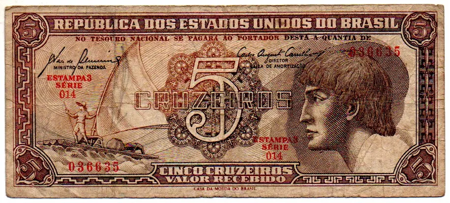 C111 - 5 Cruzeiros - Série 014 - Índio - Data: 1961 - BC