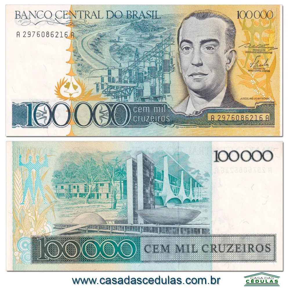 C176 - 100000 Cruzeiros (Juscelino Kubitschek)  - Sob/Fe 