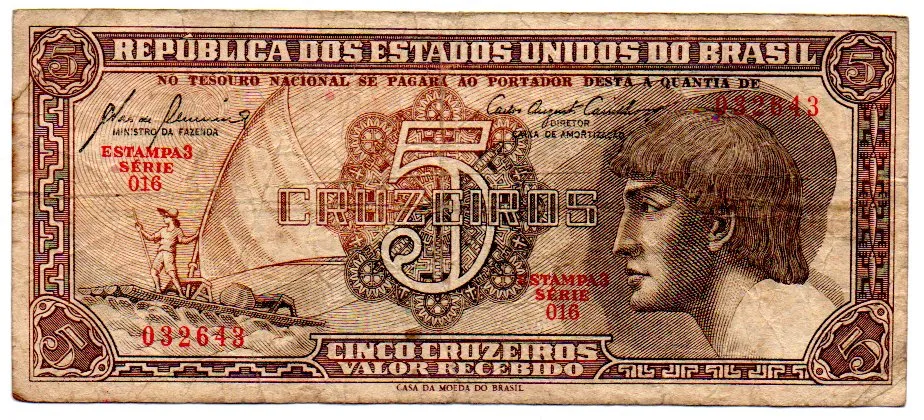 C111 - 5 Cruzeiros - Série 016 - Índio - Data: 1961 - BC