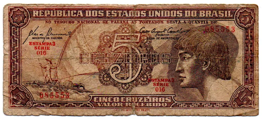 C111 - 5 Cruzeiros - Série 016 - Índio - Data: 1961 - R