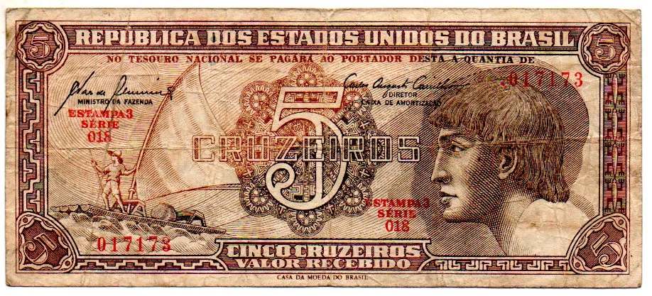 C111 - 5 Cruzeiros - Série 018 - Índio - Data: 1961 - BC