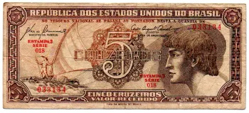 C111 - 5 Cruzeiros - Série 018 - Índio - Data: 1961 - BC