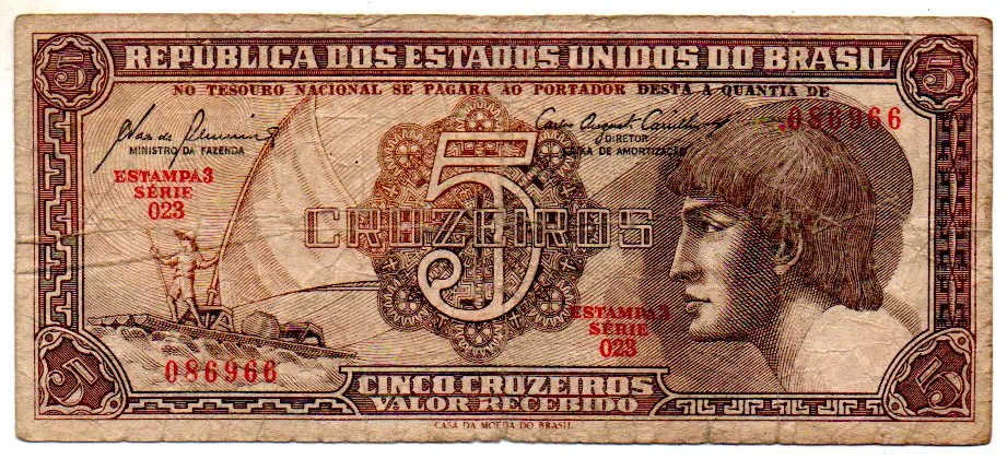 C111 - 5 Cruzeiros - Série 023 - Índio - Data: 1961 - BC Imagem