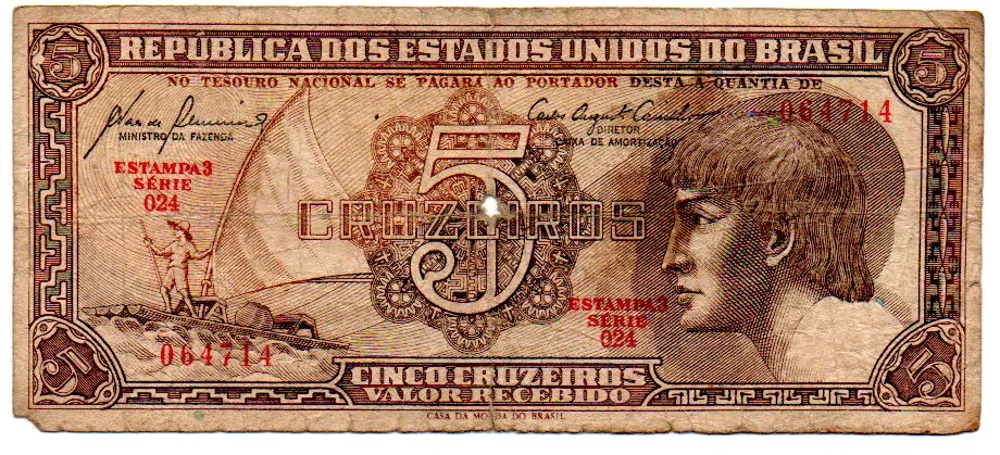 C111 - 5 Cruzeiros - Série 024 - Índio - Data: 1961 - UTG