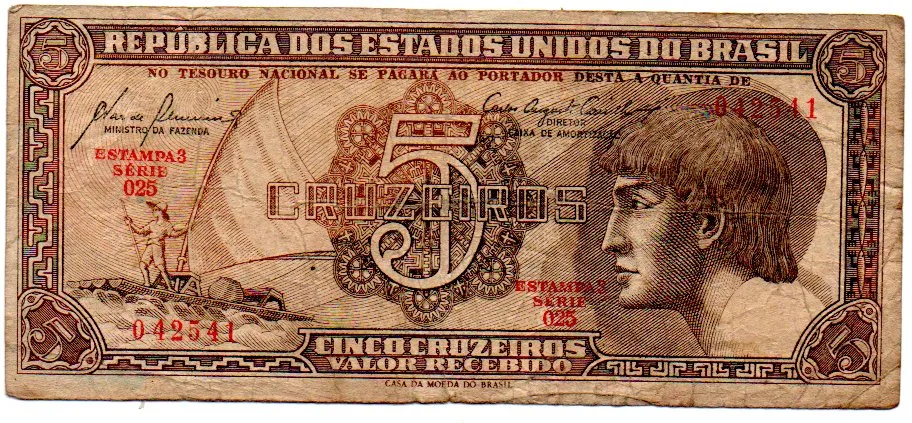 C111 - 5 Cruzeiros - Série 025 - Índio - Data: 1961 - BC Imagem