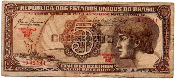 C111 - 5 Cruzeiros - Série 025 - Índio - Data: 1961 - BC