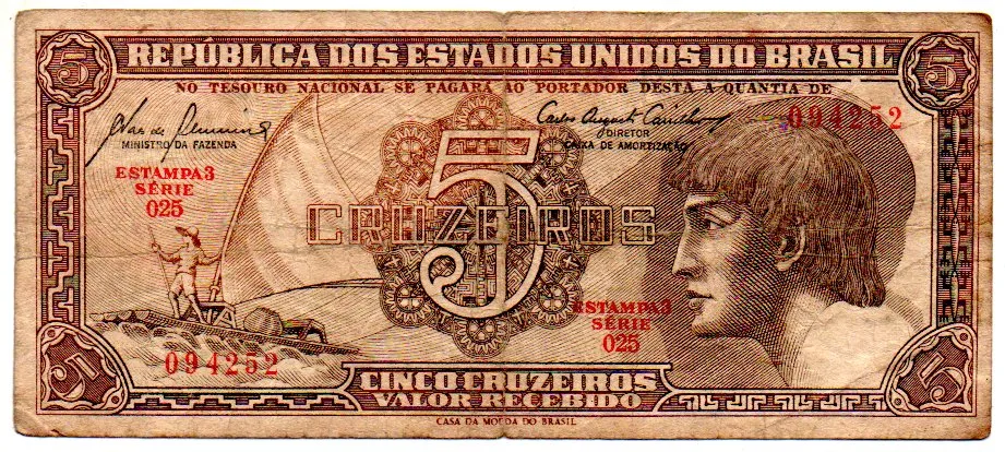 C111 - 5 Cruzeiros - Série 025 - Índio - Data: 1961 - BC