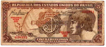 C111 - 5 Cruzeiros - Série 025 - Índio - Data: 1961 - BC
