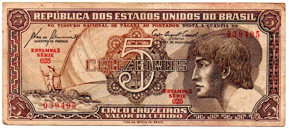 C111 - 5 Cruzeiros - Série 025 - Índio - Data: 1961 - MBC