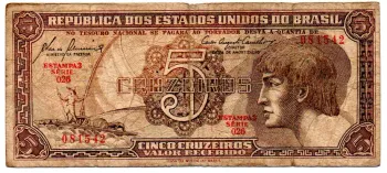 C111 - 5 Cruzeiros - Série 026 - Índio - Data: 1961 - BC