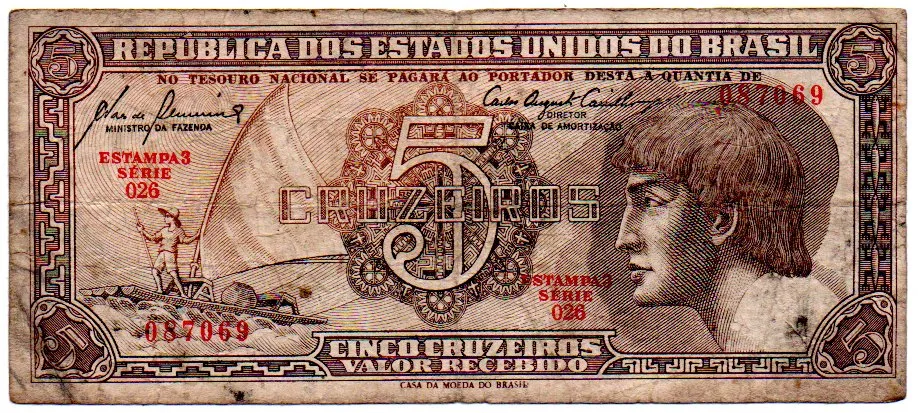C111 - 5 Cruzeiros - Série 026 - Índio - Data: 1961 - BC Imagem