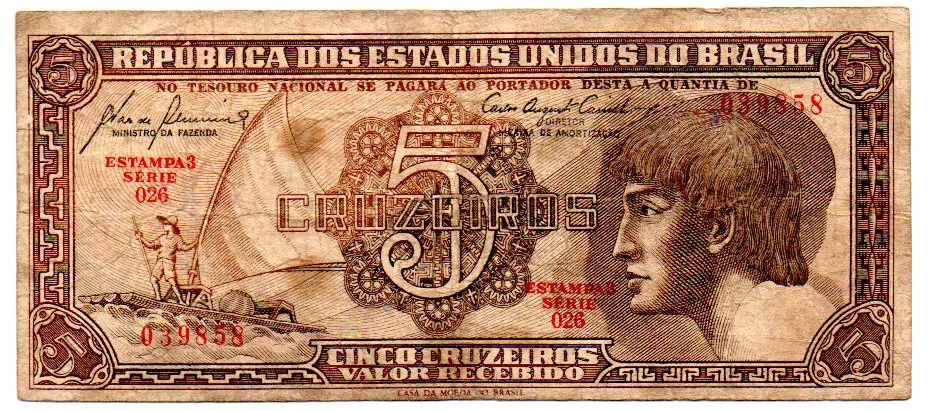 C111 - 5 Cruzeiros - Série 026 - Índio - Data: 1961 - BC