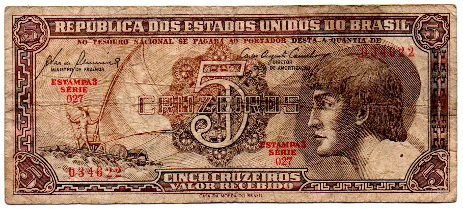 C111 - 5 Cruzeiros - Série 027 - Índio - Data: 1961 - BC