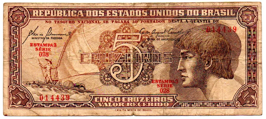 C111 - 5 Cruzeiros - Série 028 - Índio - Data: 1961 - BC