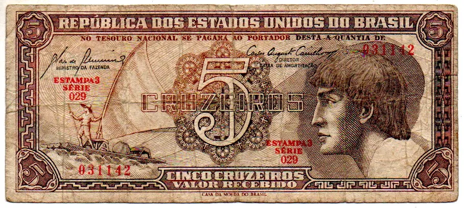 C111 - 5 Cruzeiros - Série 029 - Índio - Data: 1961 - BC Imagem