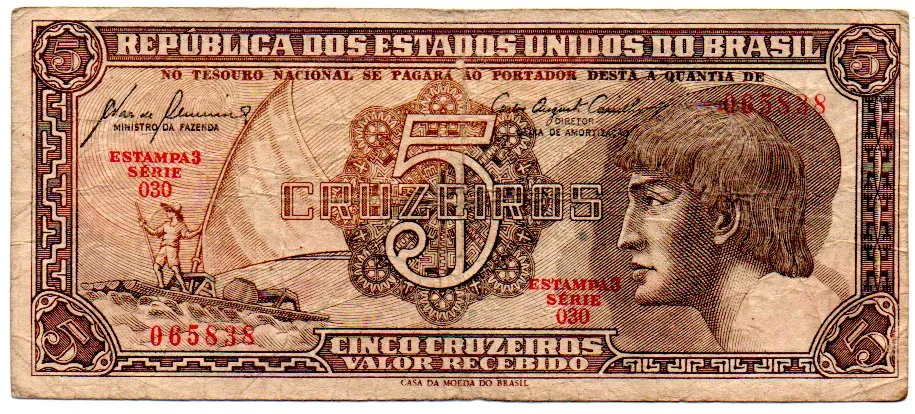 C111 - 5 Cruzeiros - Série 030 - Índio - Data: 1961 - MBC Imagem