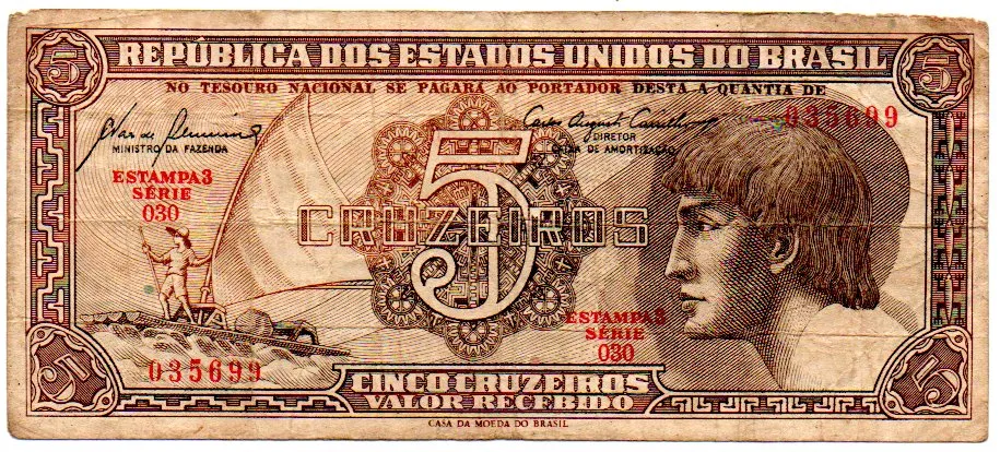 C111 - 5 Cruzeiros - Série 030 - Índio - Data: 1961 - BC