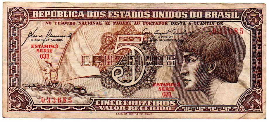 C111 - 5 Cruzeiros - Série 031 - Índio - Data: 1961 - MBC Imagem