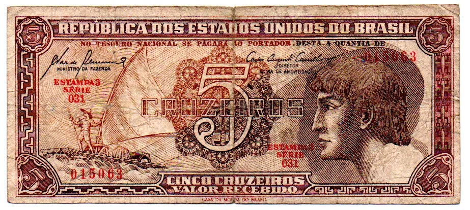 C111 - 5 Cruzeiros - Série 031 - Índio - Data: 1961 - BC