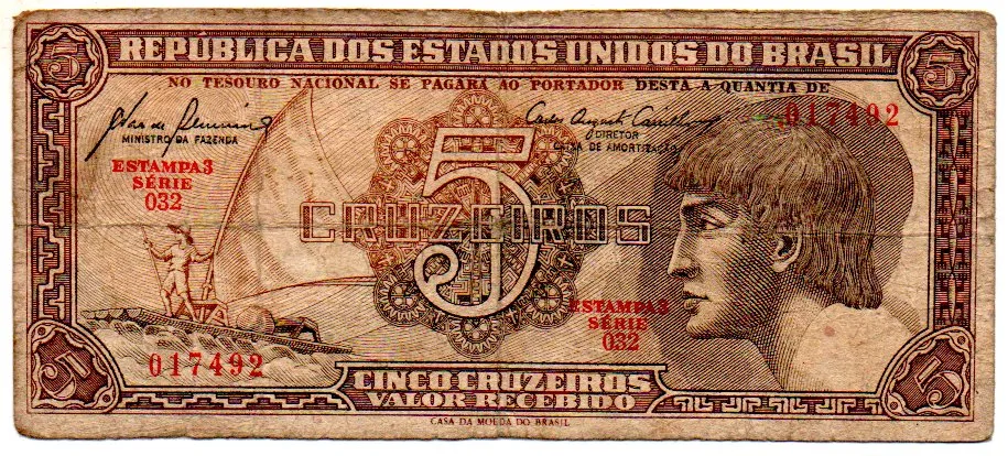 C111 - 5 Cruzeiros - Série 032 - Índio - Data: 1961 - BC