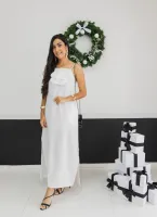 VESTIDO LONGO FLOR-  OFF WHITE