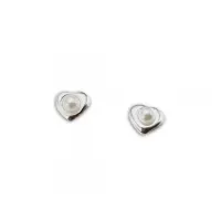 Brinco de prata coração com pérola 2,0 mm - BF233