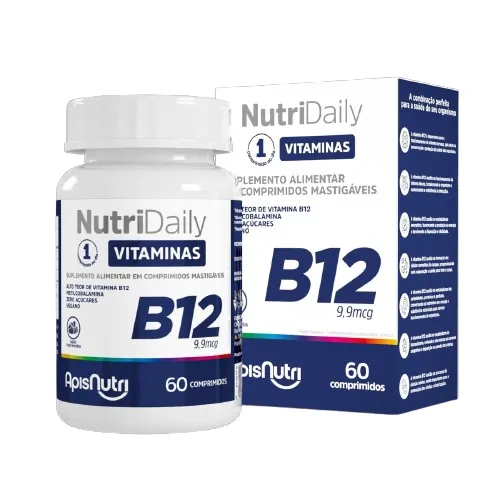 Vitamina B12 Nutridaily 60 comprimidos mastigáveis apisnutri Imagem