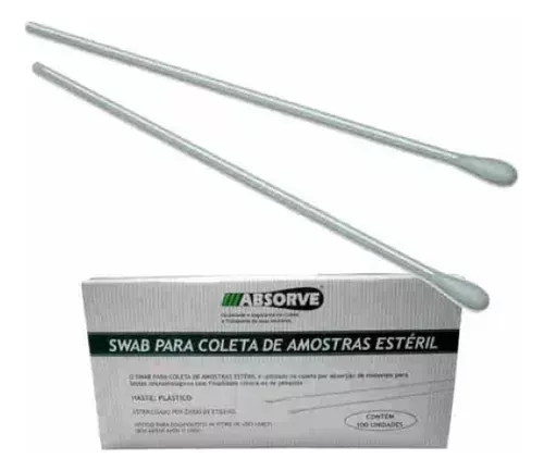 Swab Para Coleta Haste Plástica Estéril C/ 100 Unid. Absorve - Foto 2