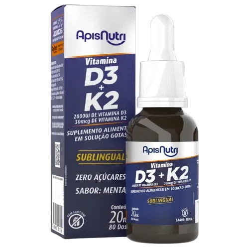 Suplemento de Vitamina D3 + K2 Gotas 20ml Sabor Menta Imagem